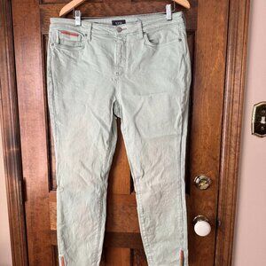 NYDJ Bleached Green AMI Skinny 5-Pocket Jeans Size 14